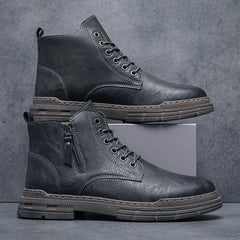 Men's Round Toe Zipper Boots
