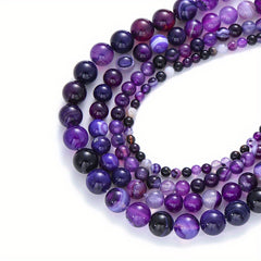 Purple Agates Round Beads 4-12mm Natural Stone Spacer Beads for DIY Bracelet