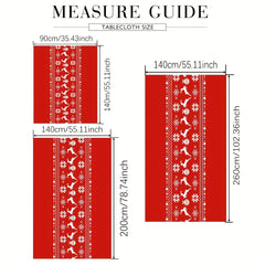 Polyester Table Cloth Merry Christmas Deer Snowflake Pattern Red Cover