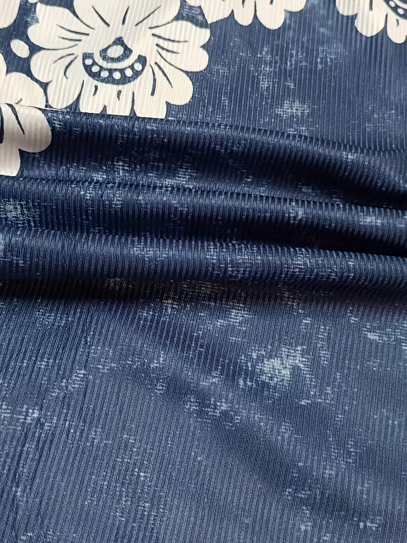 Women's Stretch Floral & Denim Print High Rise Leggings Shorts