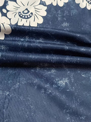 Women's Stretch Floral & Denim Print High Rise Leggings Shorts