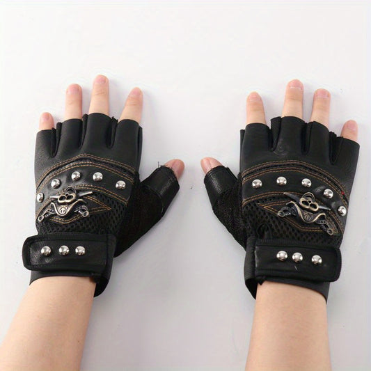 Men's Half Finger Riding Gloves, Anti-Skid & Breathable for Motorcycle, Bicycle