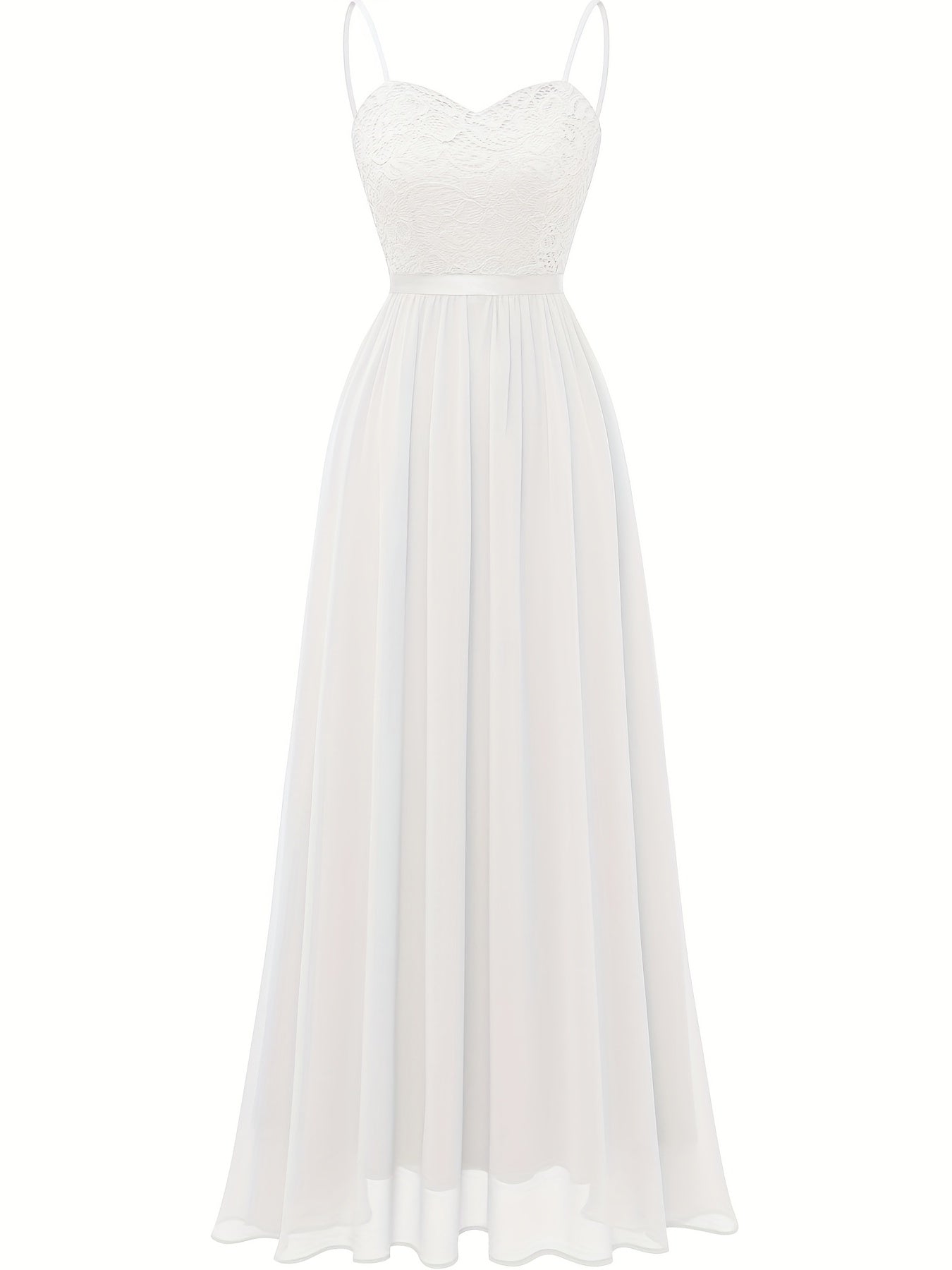 Lace Pleated Bridesmaid Dress Spaghetti Strap Wedding Party Dress