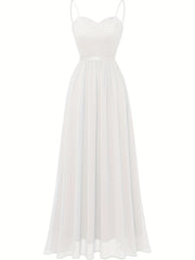 Lace Pleated Bridesmaid Dress Spaghetti Strap Wedding Party Dress
