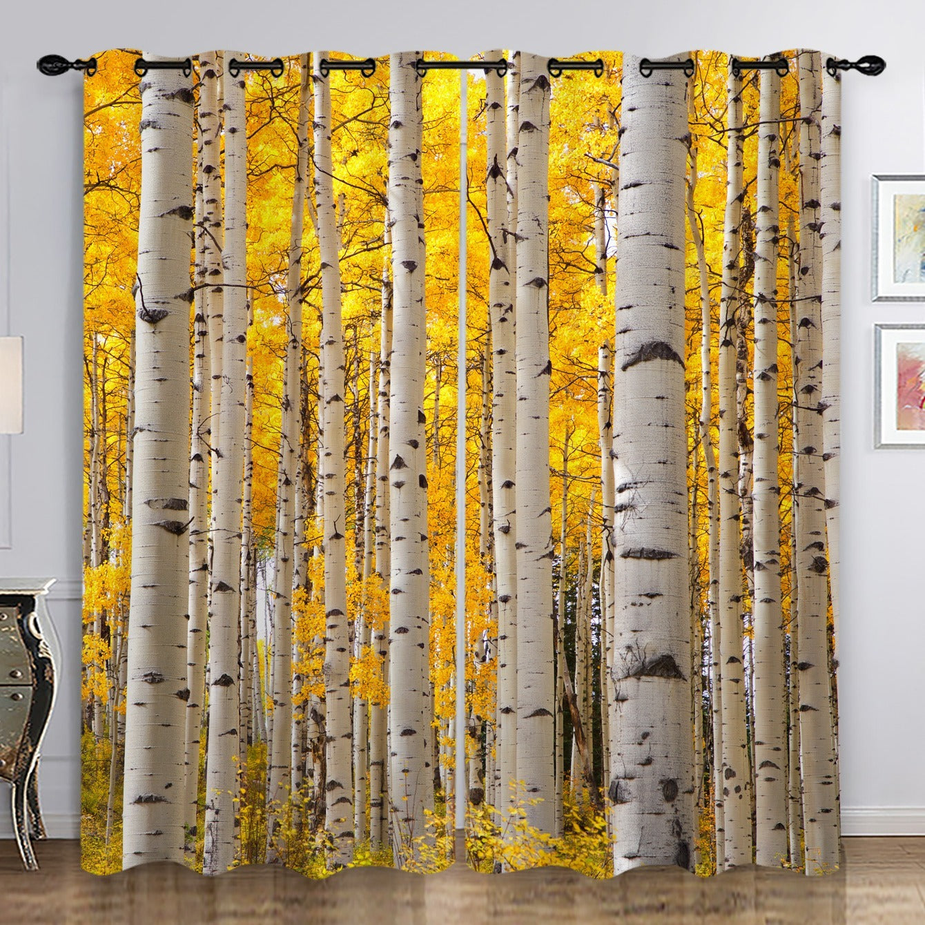 2pcs Trees Print Curtain For Home Decoration