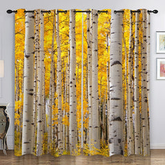 2pcs Trees Print Curtain For Home Decoration