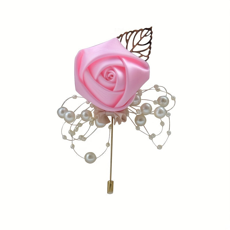 Pearl Inlaid Flower Brooch Pin Wedding Corsage