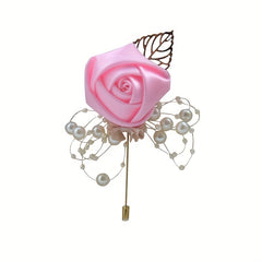 Pearl Inlaid Flower Brooch Pin Wedding Corsage