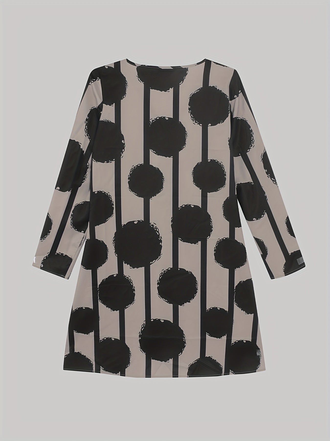 Abstract Print Zipper Dress Long Sleeve Casual Dress
