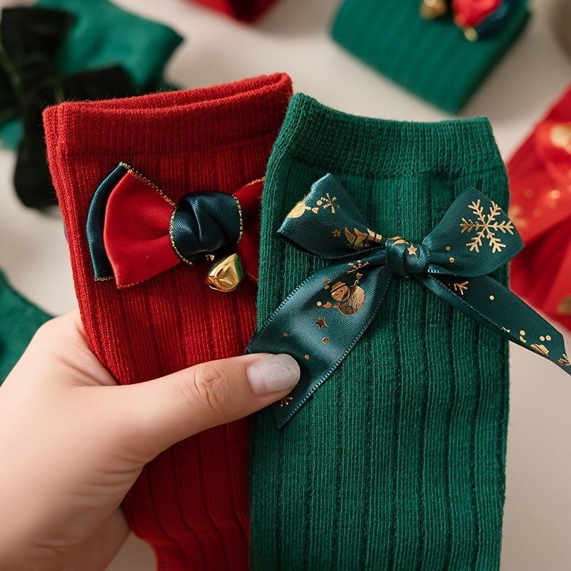 Winter Autumn Kids Knee High Christmas Socks Cotton Big Bow Soft Toddlers Prince