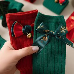 Winter Autumn Kids Knee High Christmas Socks Cotton Big Bow Soft Toddlers Prince