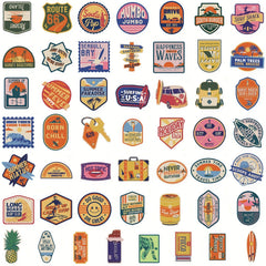 50pcs 70s Retro Vinyl Stickers for Laptops Water Bottles Computers