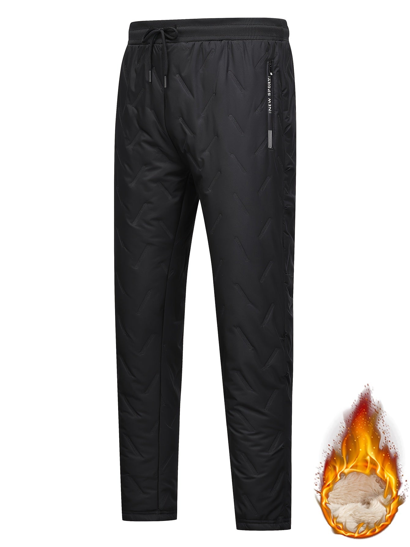Men's Warm Plush Thick Pants Drawstring Casual Thermal Pants