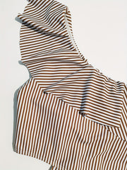 Ruffled Shoulder Striped Print Swimsuit One Piece