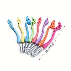 8pcs Vintage Aluminum Crochet Hooks Soft Handle DIY Weaving Knitting Needle