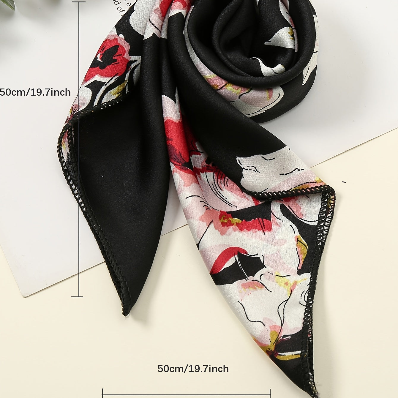 Floral Square Scarf Headwrap Windproof Neck Wrap Hair Accessory