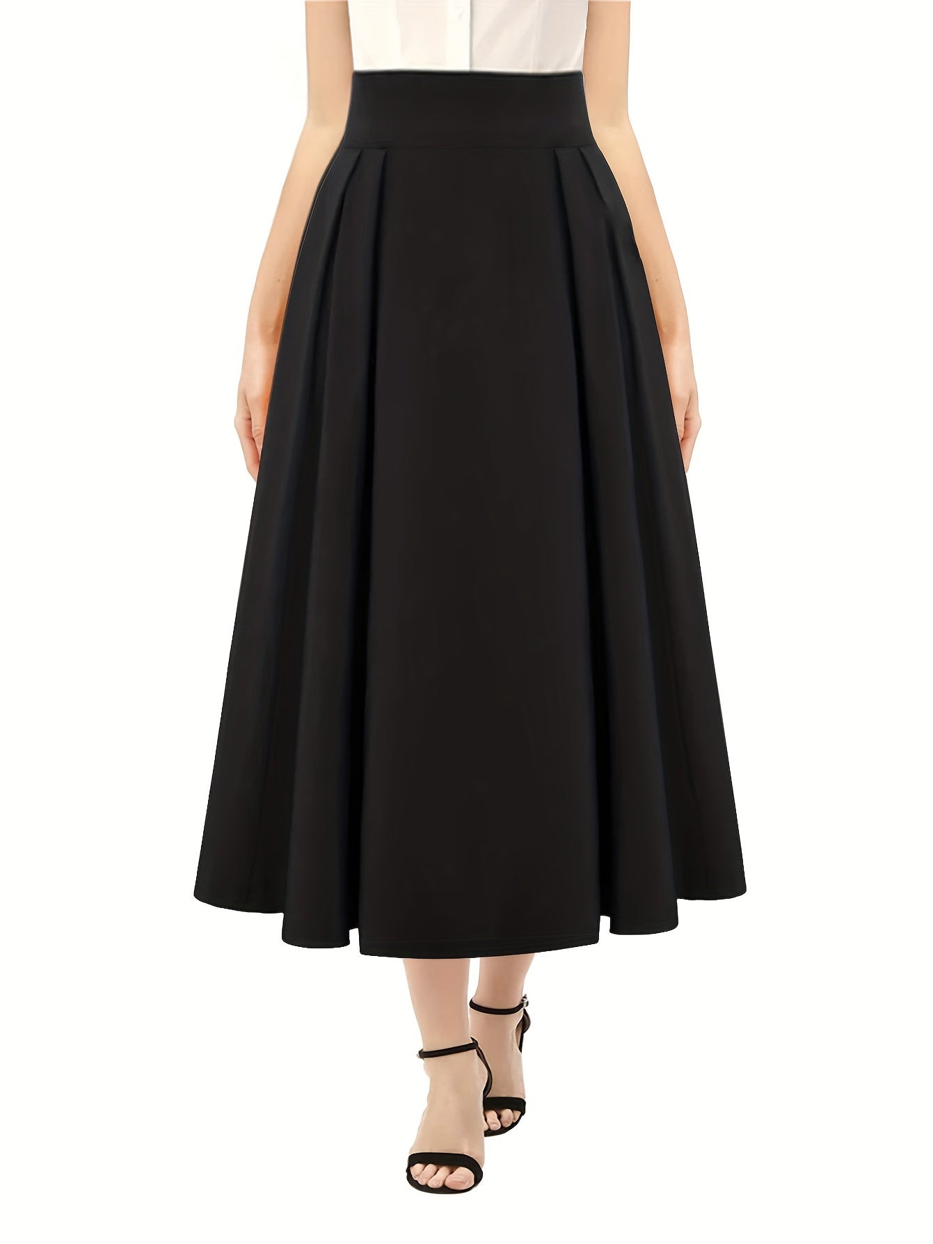 Women's Plus Solid High Rise Swing Maxi Skirt