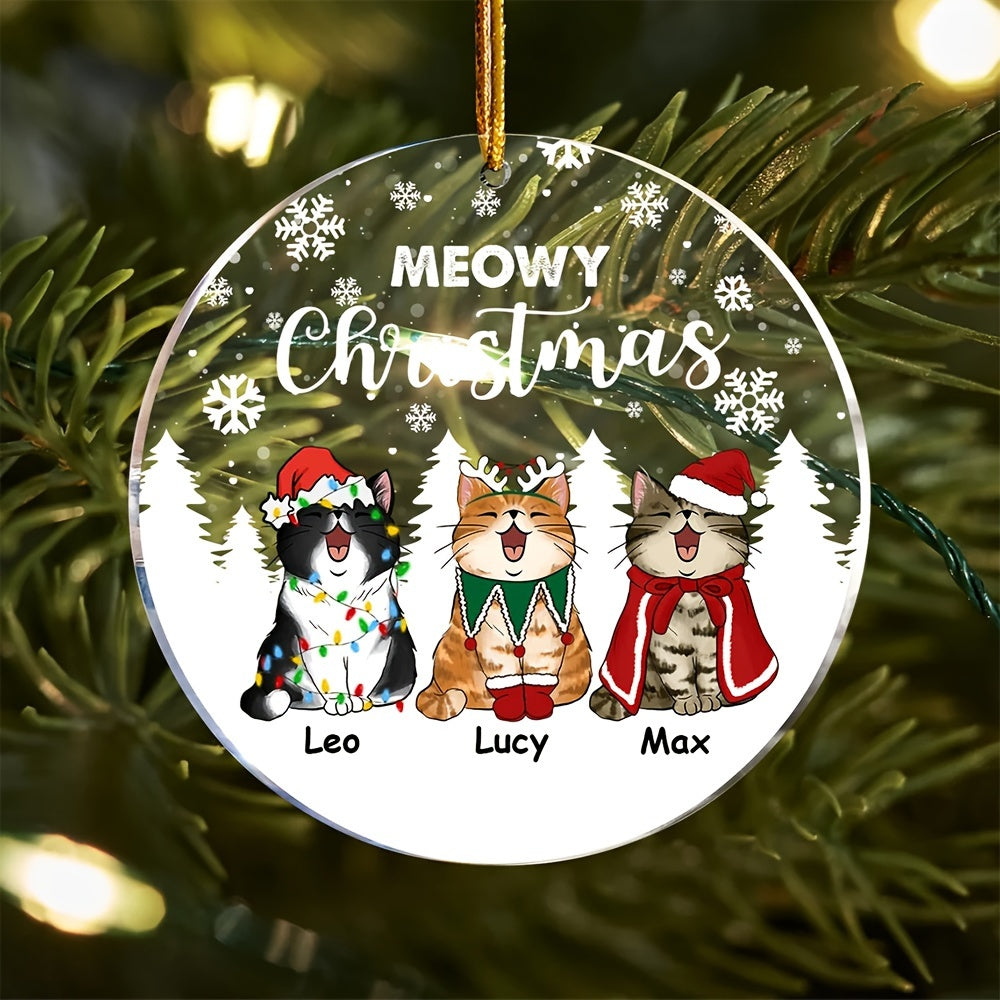 Acrylic Three Cats Christmas Tree Ornament Pendant