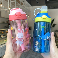 480ML Kids Water Bottle BPA Straw Drinking Kettle Healthy Portable Cup