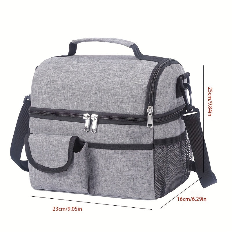 Outdoor Insulated Lunch Bag Double Layer Food Bag Camping Picnic