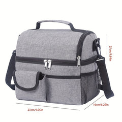 Outdoor Insulated Lunch Bag Double Layer Food Bag Camping Picnic