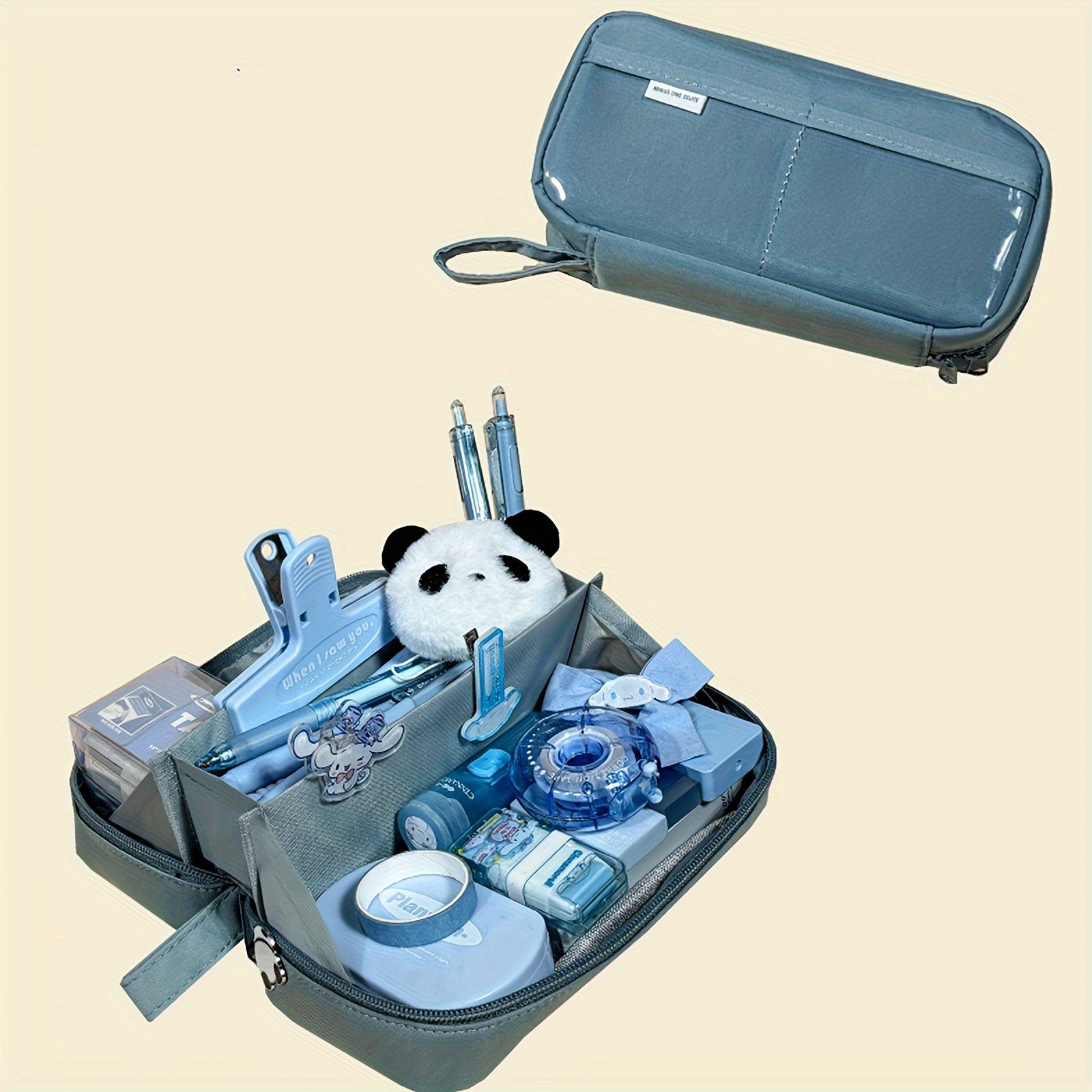 Transparent Grid Pencil Case - Large Capacity & Stylish