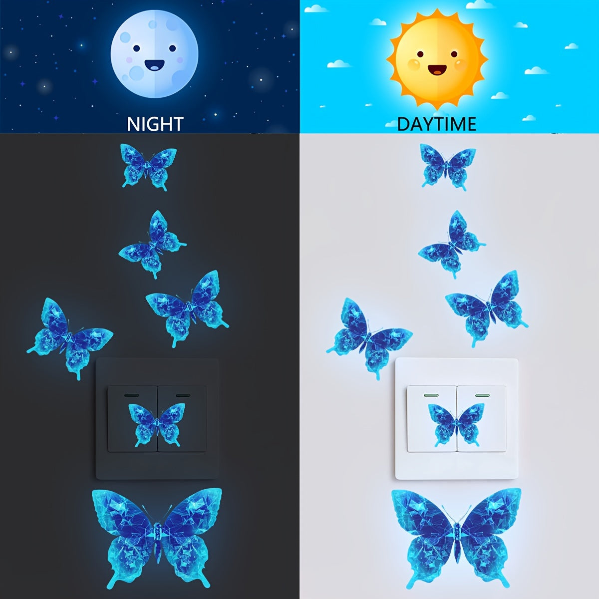 Luminous Butterfly Wall Sticker For Bedroom Switch