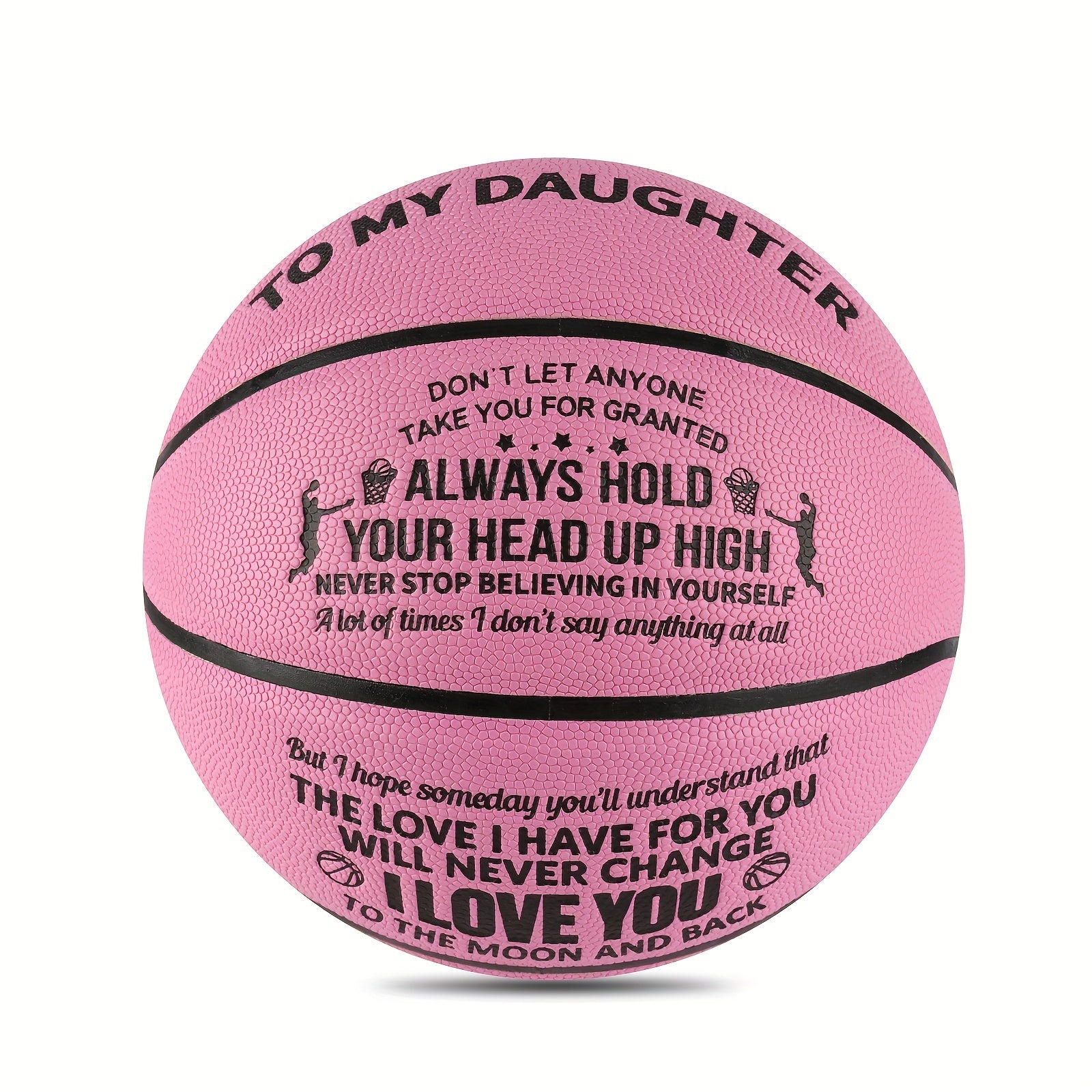 Engraved Outdoor Basketball Size 7 Gift for Daughter with Pump and Needles
