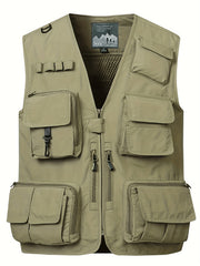 Men's Zipper Pockets Cargo Vest for Outdoor Activities