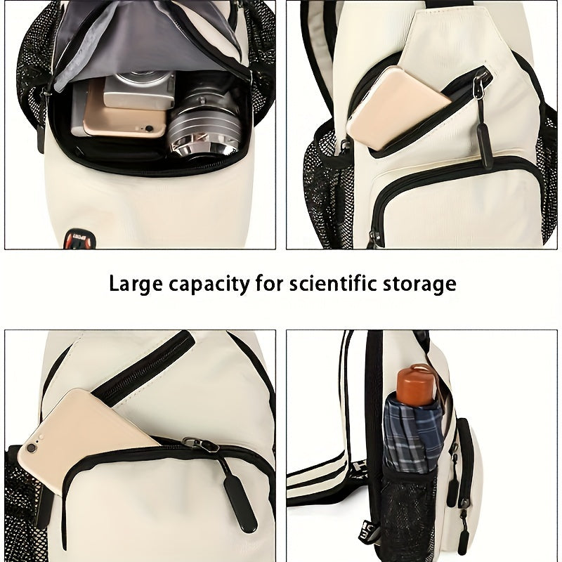 Nylon Cross Body Bag Casual Shoulder Bag Zipper Strap Outdoor Work Travel