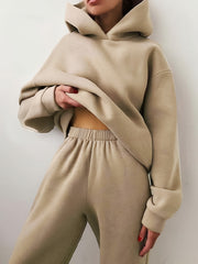 Solid Long Sleeve Hoodie & Joggers Set