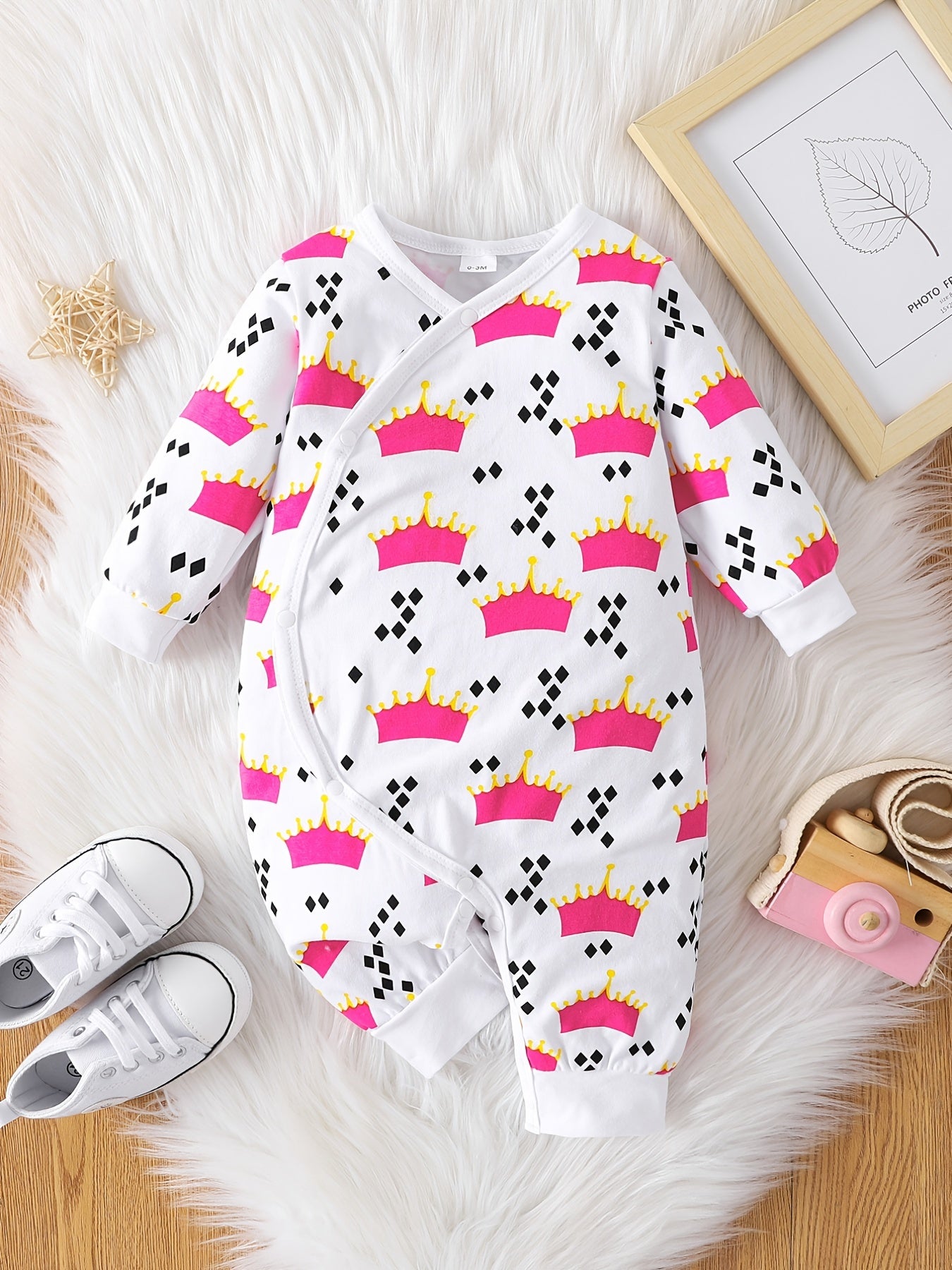 Baby Boys Long Sleeve Jumpsuit Romper With Cartoon Animal Print