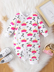 Baby Boys Long Sleeve Jumpsuit Romper With Cartoon Animal Print