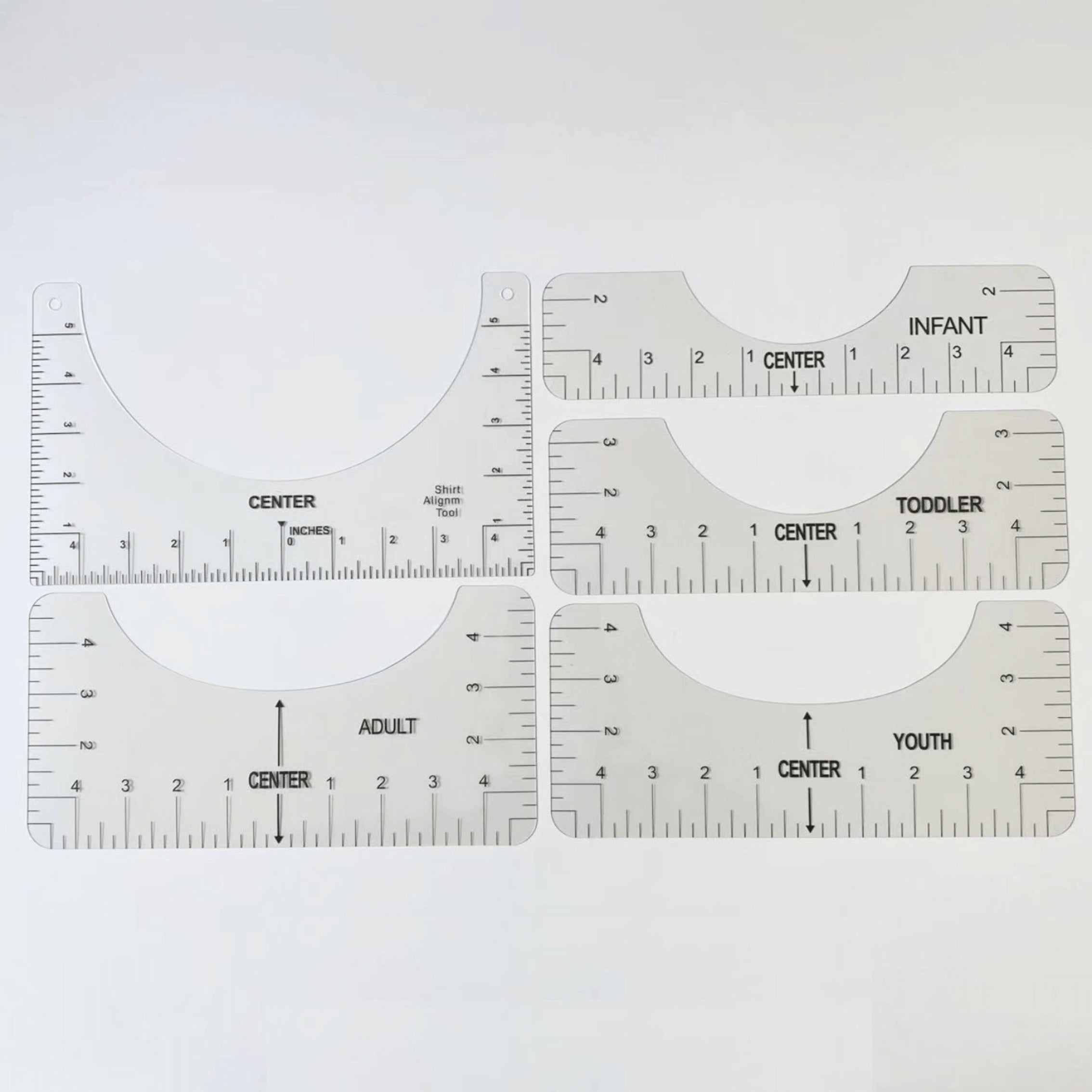 5pcs T-shirt Alignment Guide Tool Transparent Circular Ruler Centered Soft