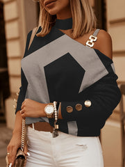 Off Shoulder Halter Neck Long Sleeve Sweatshirt