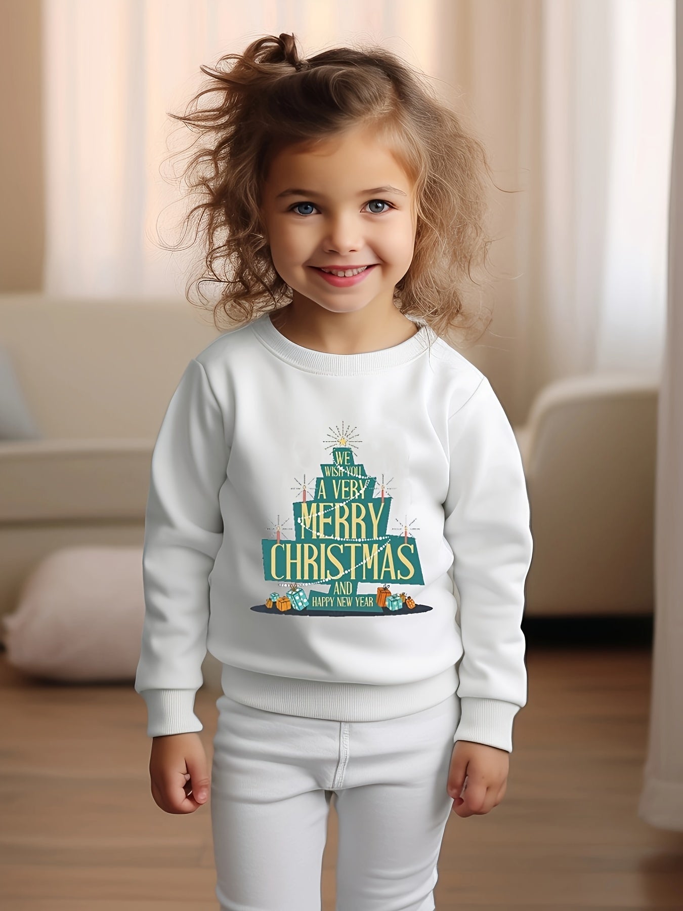 OERYUI Christmas Tree Graphic Long Sleeve Sweatshirt Girls Boys Kids Sports
