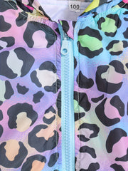 Toddler Girls Rainbow Leopard Print Zip Hooded Jacket