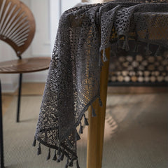 Bohemian Gray Lace Tablecloth for Parties and Home Decor