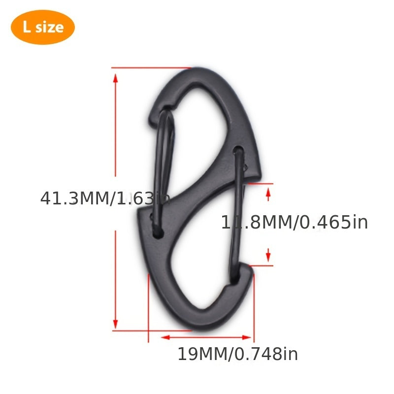 10pcs Stainless Steel S Type Carabiner With Lock Keychain Hook Camping Key Lock