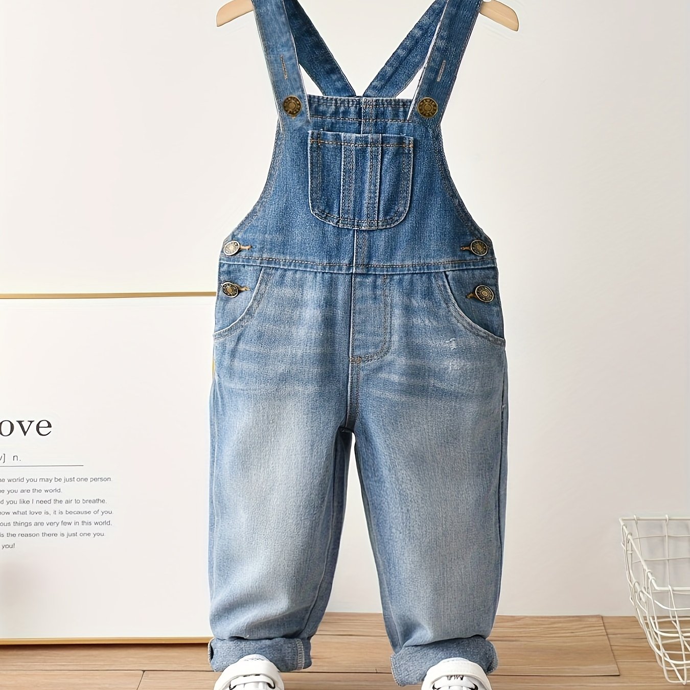 Vintage Style Denim Overalls with Front Pocket