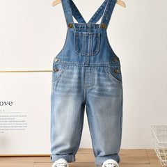 Vintage Style Denim Overalls with Front Pocket