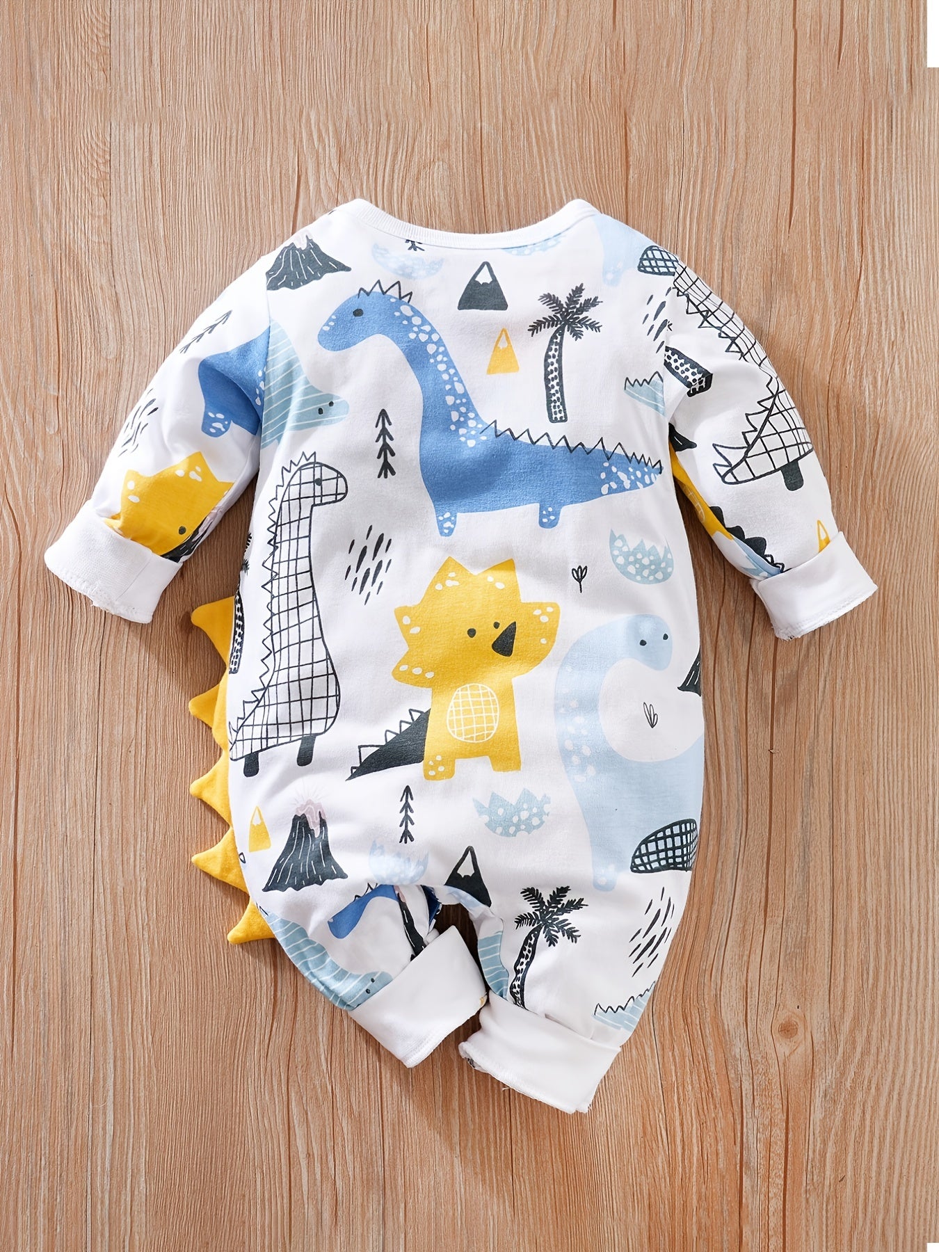 Dinosaur Print Romper Long Sleeve Jumpsuit for Baby