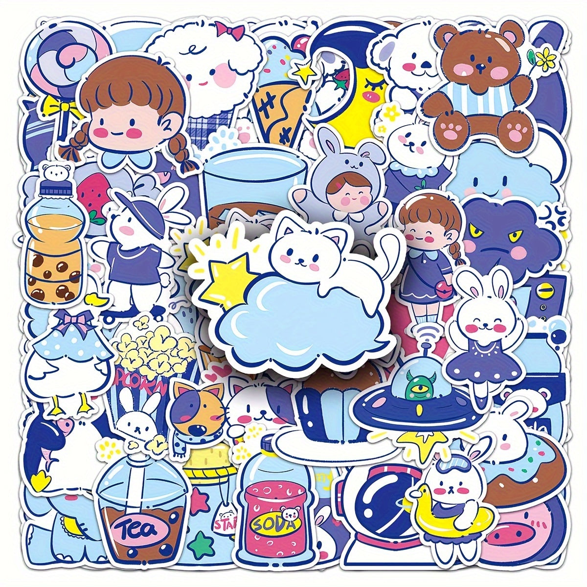 52pcs Cartoon Graffiti Stickers DIY Decoration Waterproof Stickers