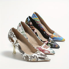 Floral Print High Heel Stilettos Slip-On Pumps