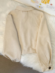 Corduroy Crop Jacket Long Sleeve Casual Fall Winter Women's Clothing
