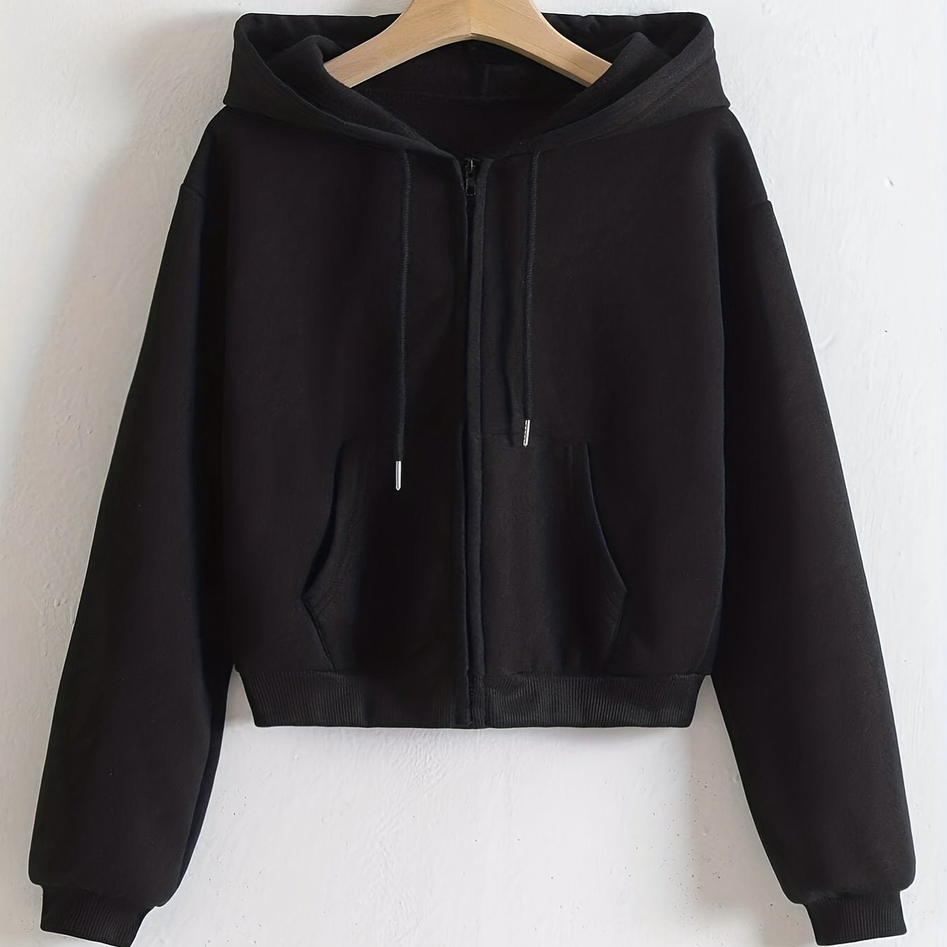 Casual Kangaroo Pocket Hoodie Long Sleeve Zip Up Sweatshirt