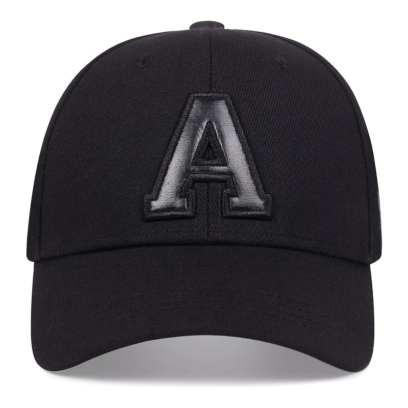 PU Leather A Patch Baseball Cap Unisex Hip Hop Solid Dad Hat