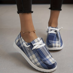 Women's Dark Pattern Canvas Casual Lace Up Sneakers Lightweight Low Top Shoes