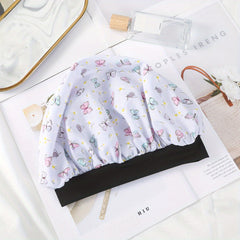 Butterfly Print Satin Bonnet Solid Night Cap Soft Hair Bonnet