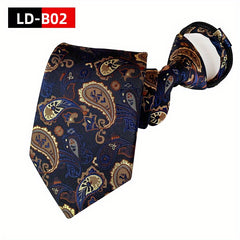Hot Style Paisley Polyester Men's Zipper Tie Easy Pull